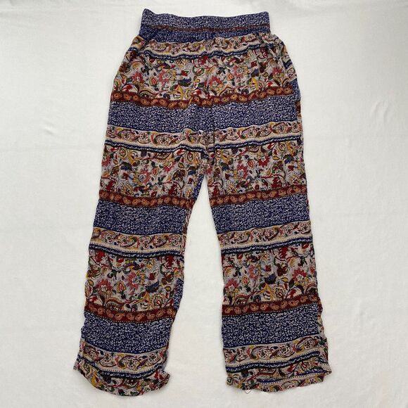 Blue Earth Boho Pants Pull On Lightweight Pockets Multicolor Womens Medium - Picture 1 of 11